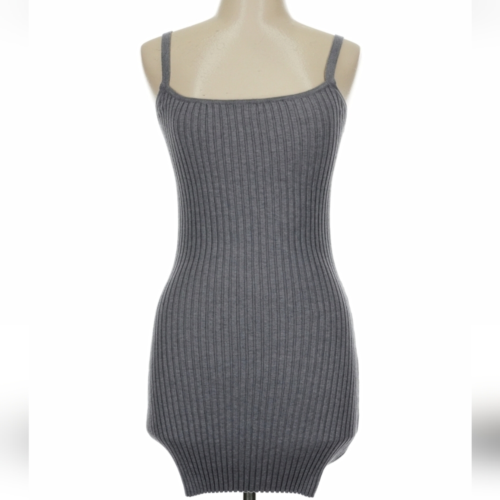 NWT Endless Blu Ribbed Knit Mini Dress in Heathered Purple